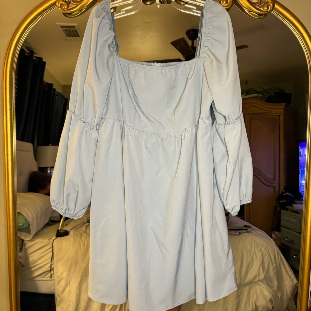 Square neck puff sleeve a line mini dress size xl - Picture 2 of 6